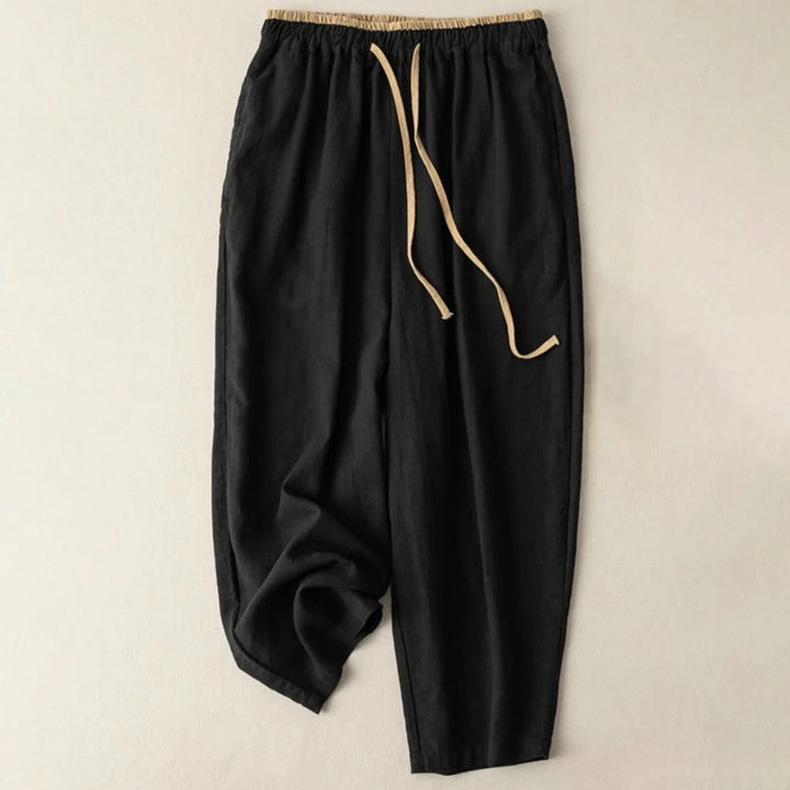 Women’s Cotton-Linen Drawstring Pants – Solid Color with Pockets