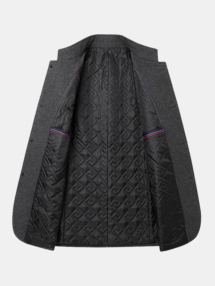 Stand Collar Wool Blended Blazer - Stand Collar Wool Blend Coat