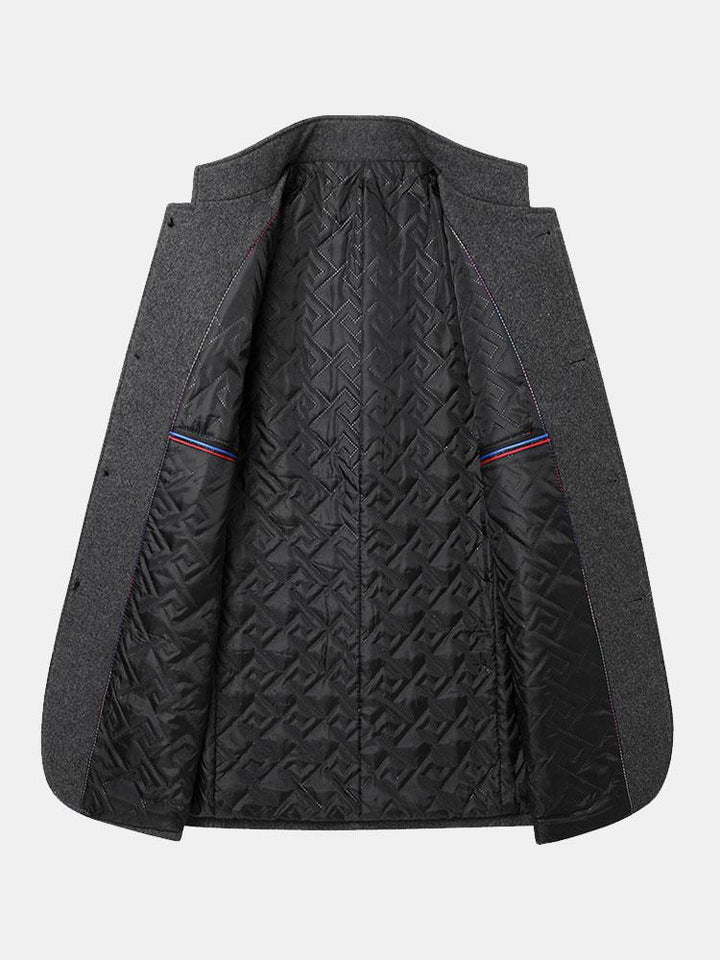 Stand Collar Wool Blended Blazer - Stand Collar Wool Blend Coat