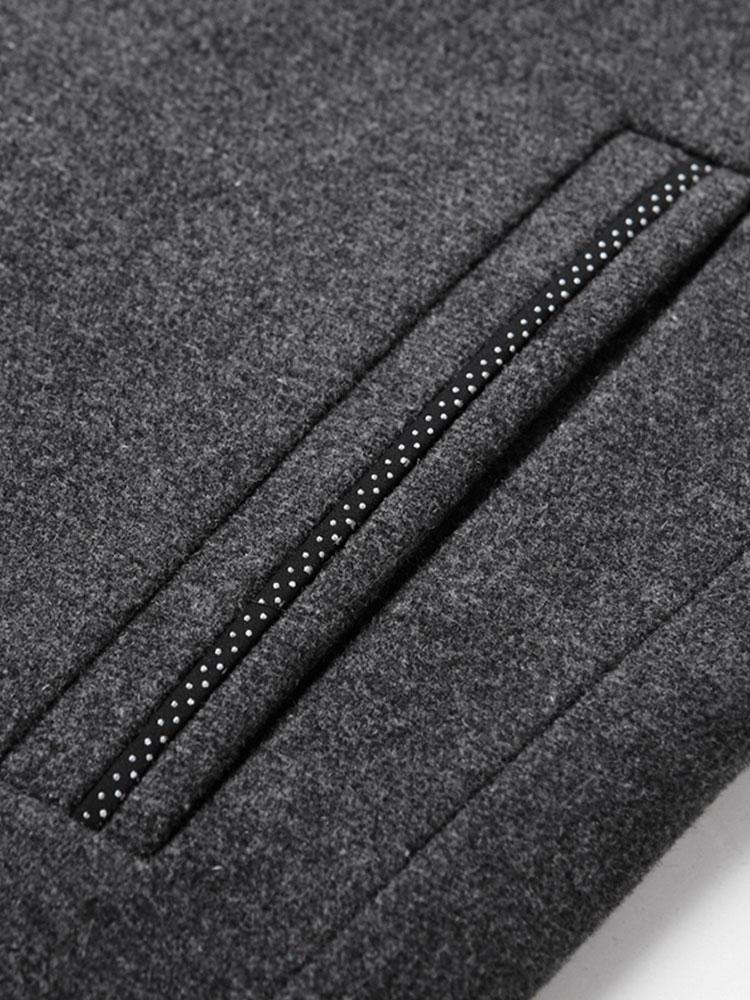 Stand Collar Wool Blended Blazer - Stand Collar Wool Blend Coat