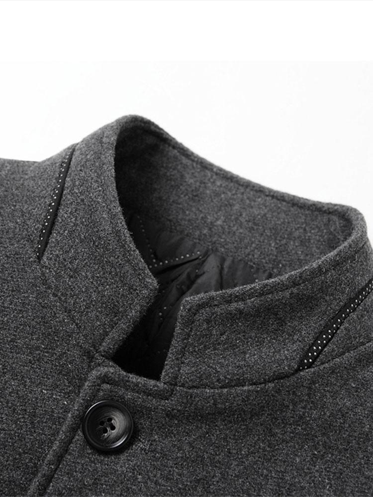 Stand Collar Wool Blended Blazer - Stand Collar Wool Blend Coat