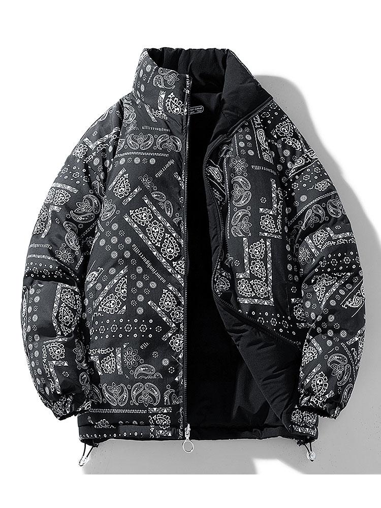 Reversible Paisley Puffer Coat