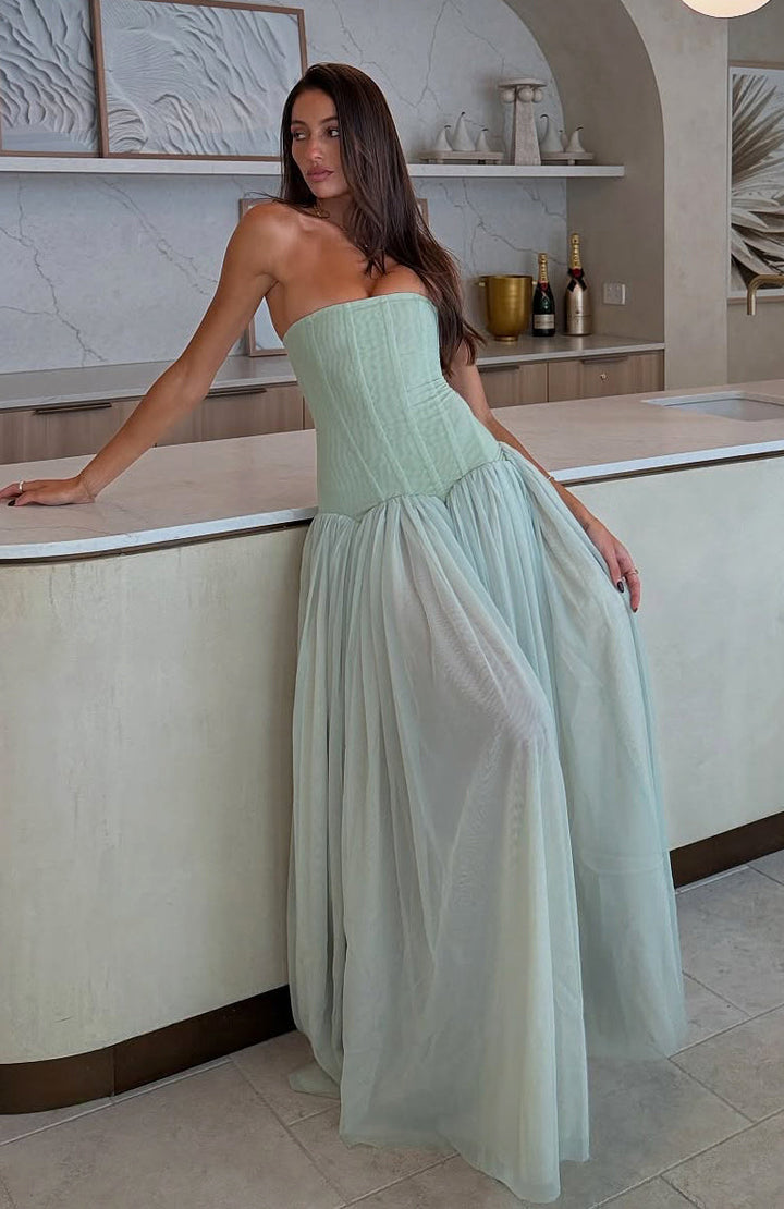 White Fox - Mint Bliss Strapless Dress