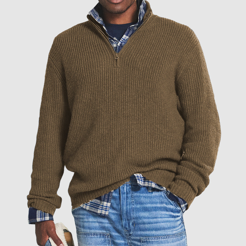 Warm Zip-Up Collar Sweater