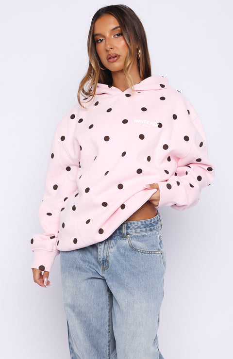 White Fox - Oversized Posy Polka Dot Printed Hoodie