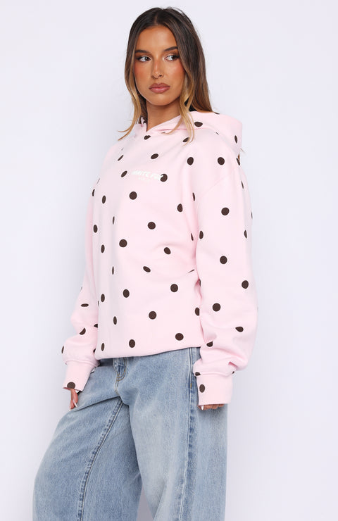 White Fox - Oversized Posy Polka Dot Printed Hoodie