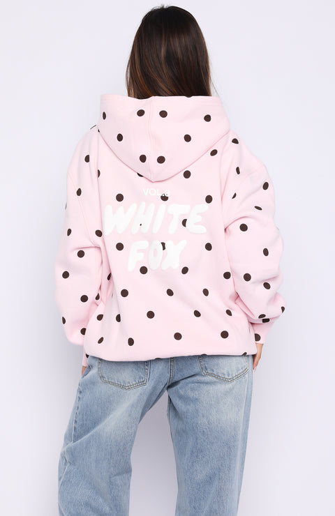 White Fox - Oversized Posy Polka Dot Printed Hoodie