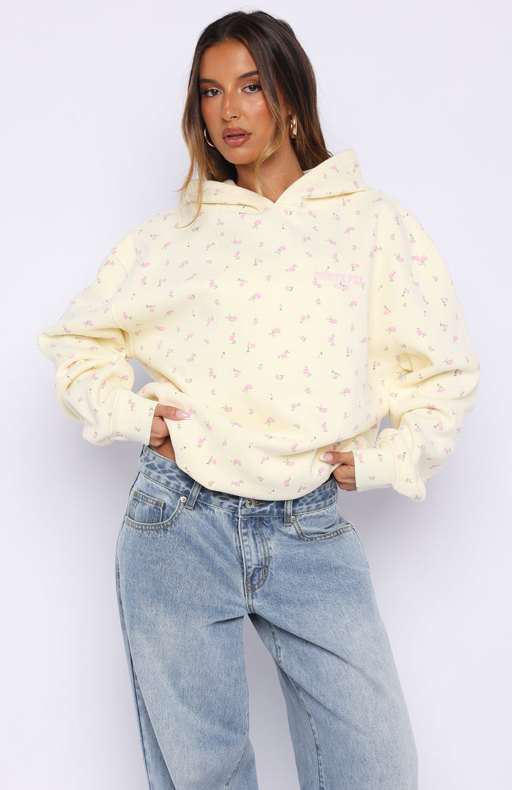 White Fox - Oversized Lemon Ditsy Prin Hoodie