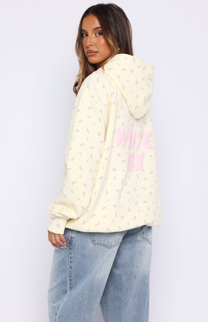 White Fox - Oversized Lemon Ditsy Prin Hoodie