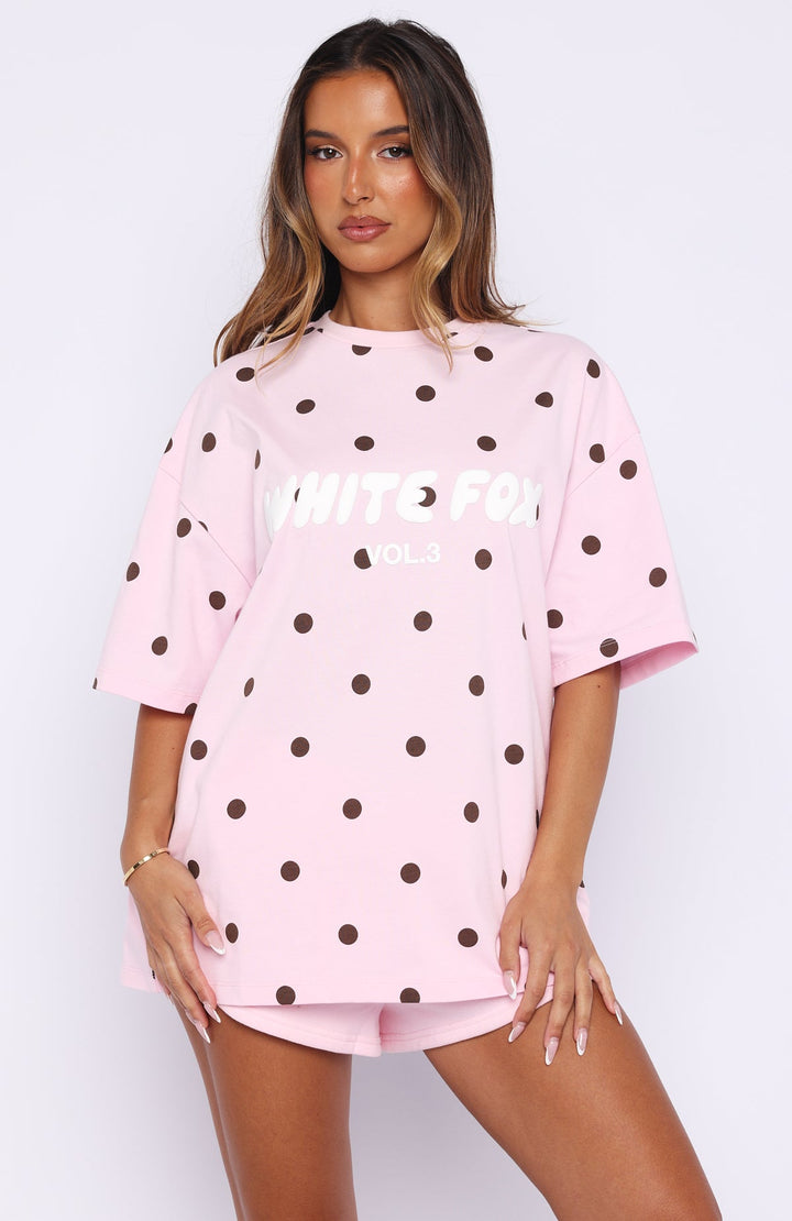 White Fox - Oversized Posy Polka Dot Printed Tee