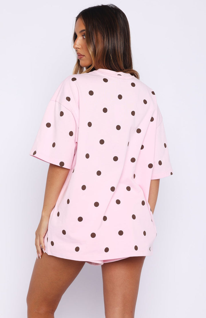 White Fox - Oversized Posy Polka Dot Printed Tee