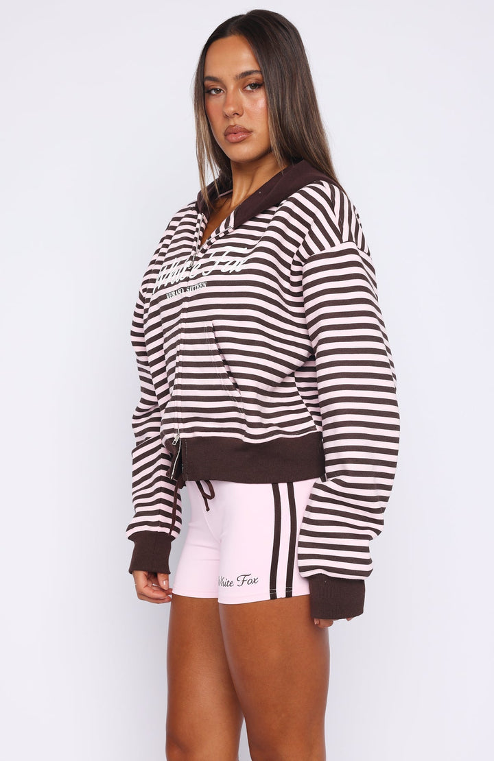 White fox - Casual Striped Crop Hoodie