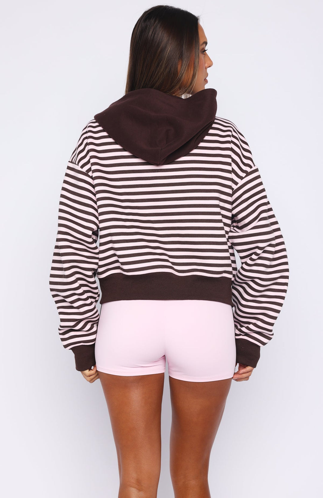 White fox - Casual Striped Crop Hoodie