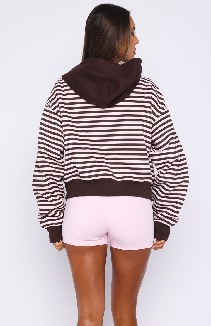 White fox - Casual Striped Crop Hoodie