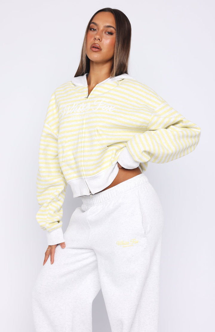 White fox - Casual Striped Crop Hoodie