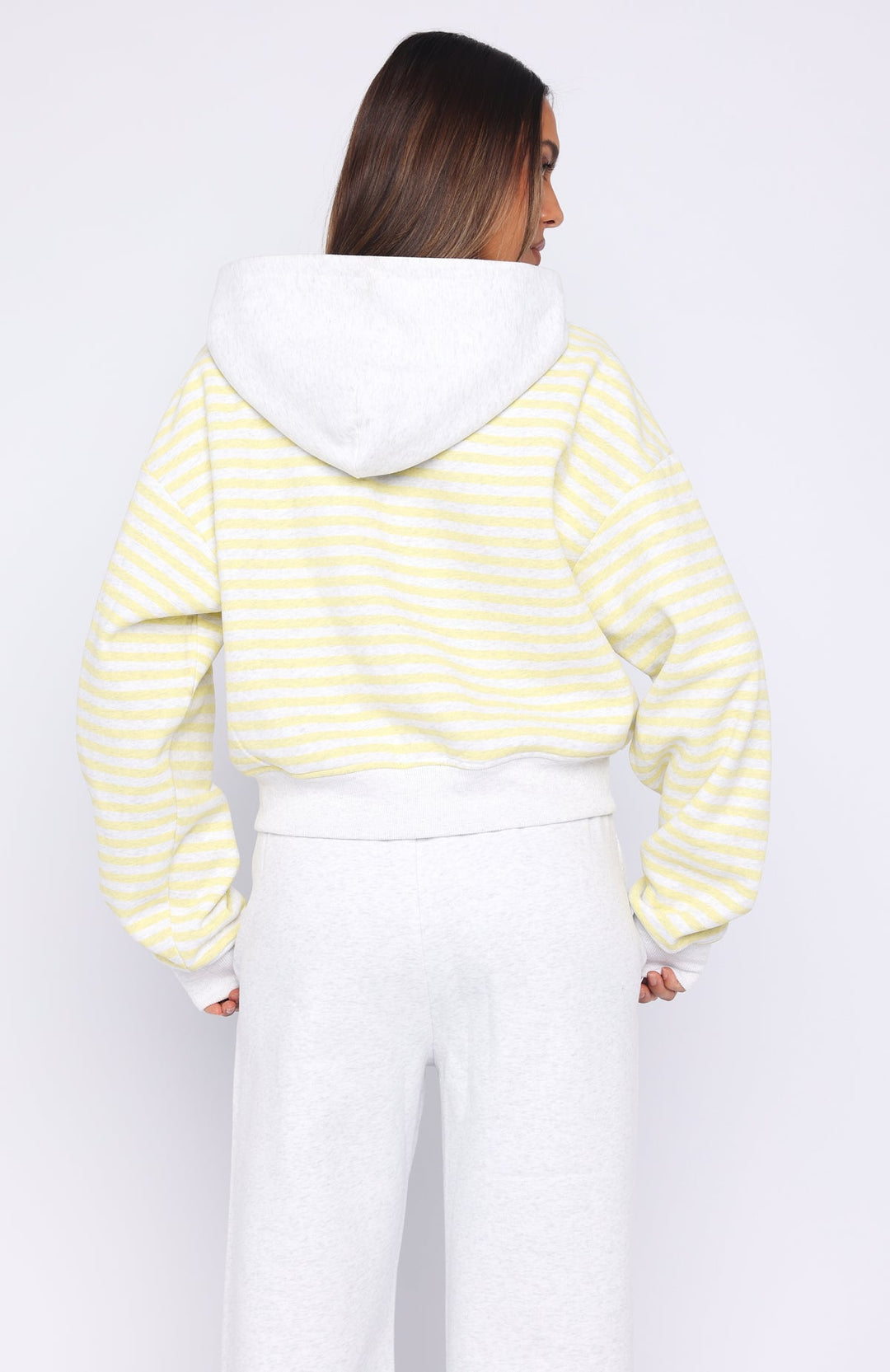White fox - Casual Striped Crop Hoodie