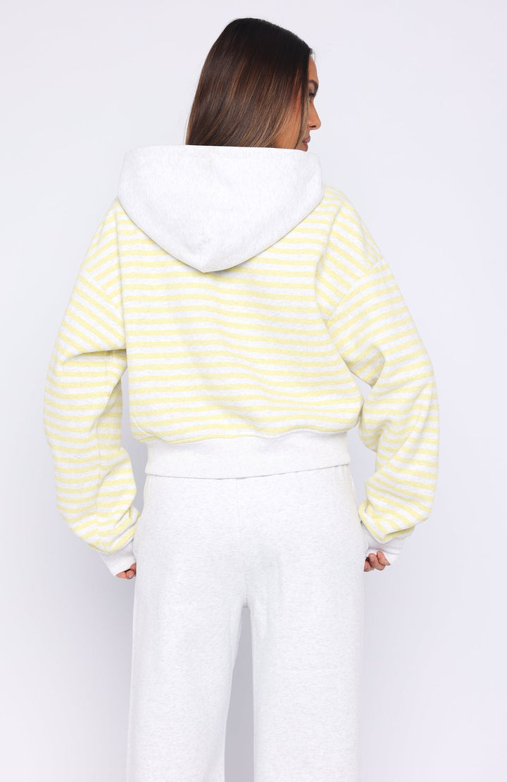White fox - Casual Striped Crop Hoodie